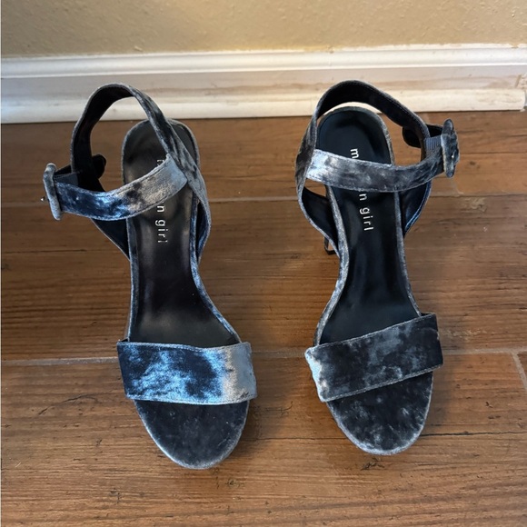 Madden Girl Blue Velvet Two-Strap Sandals - Picture 1 of 6